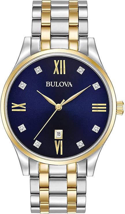 Bulova — Classic Two-Tone Diamond Blue Dial (98D130)